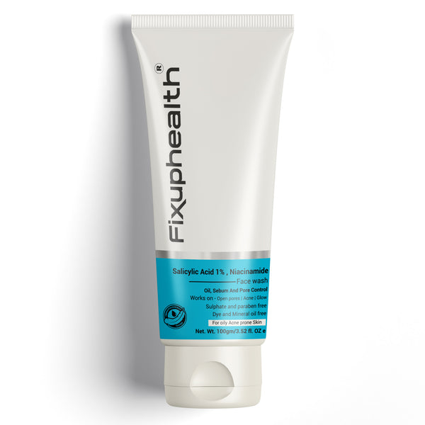 Fixuphealth Face Wash with Salicylic Acid 1% & Niacinamide Deep Cleansing Formula for Oily Acne-Prone Skin Sulfate Paraben Dye Free and Mineral Oil