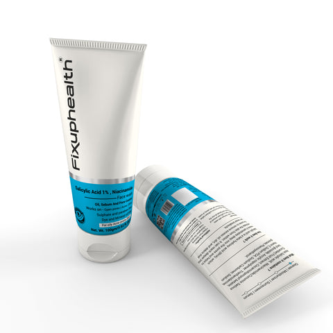 Fixuphealth Face Wash with Salicylic Acid 1% & Niacinamide Deep Cleansing Formula for Oily Acne-Prone Skin Sulfate Paraben Dye Free and Mineral Oil