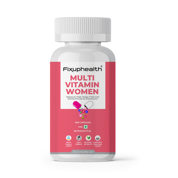 Fixuphealth Multivitamin Supplement tablets for Women Vitamin B Omega 3 Magnesium Oxide Natural Extract for Evening Primrose Oil Rosemary Veg 60 Tablets Pack Of 1
