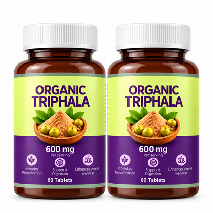 Organic Triphala Tablets 600mg | Amalaki, Haritaki & Vibhitaki | Traditional Ayurvedic Herbal Formulation | 60 Tablets