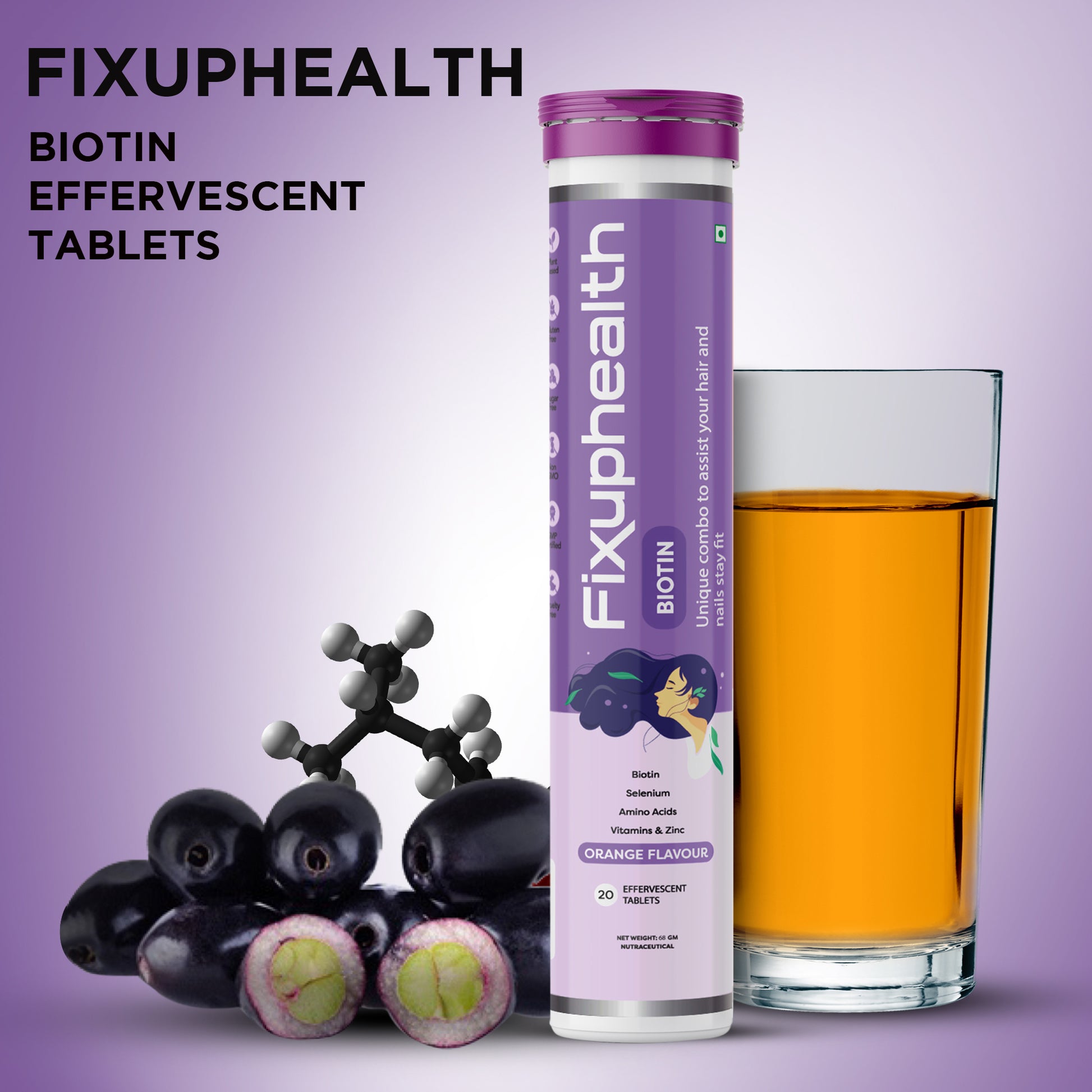 fixuphealth Biotin Effervescent Tablets (Orange Flavour)
