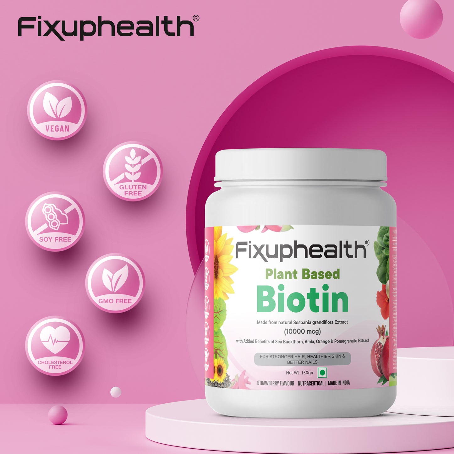 fixuphealth Plant Based Biotin Powder 10000 mcg