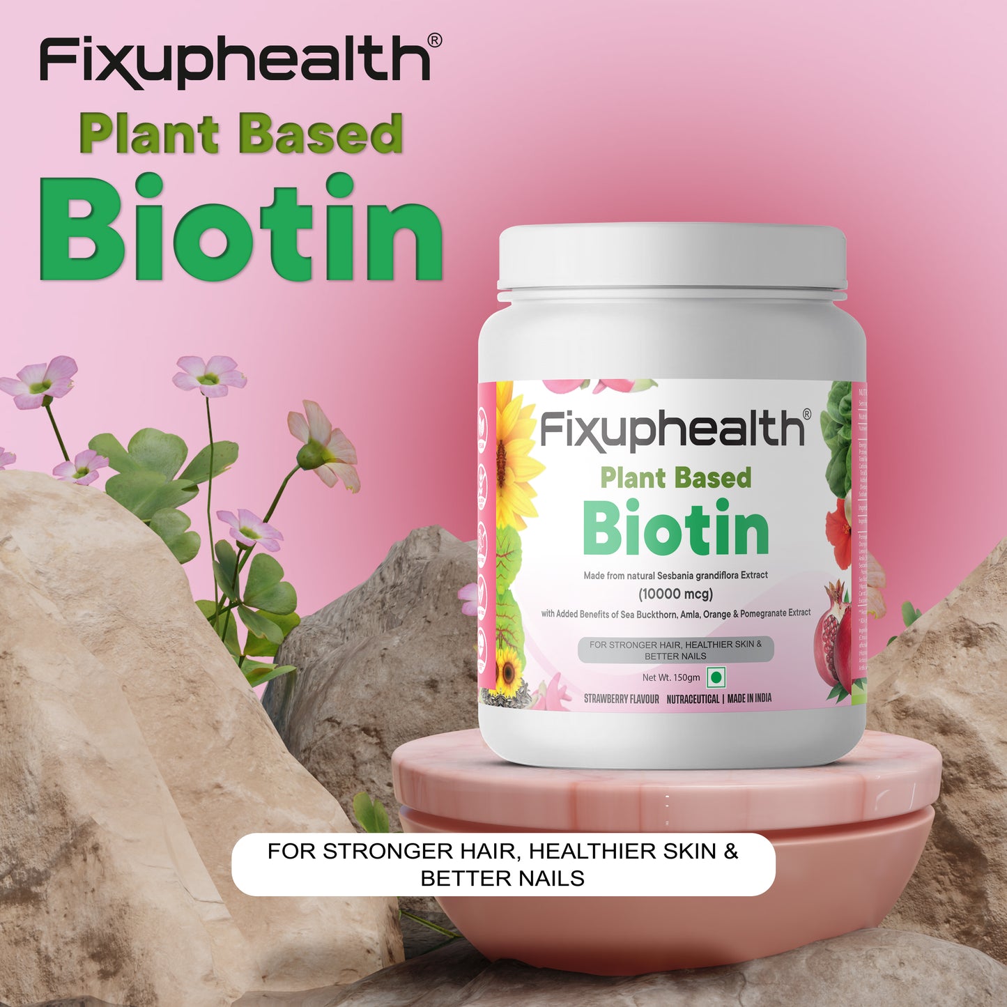 fixuphealth Plant Based Biotin Powder 10000 mcg