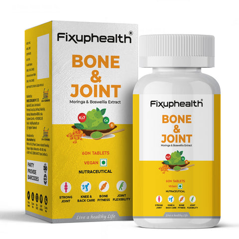 Fixuphealth Bone and Joint Moringa Boswellia Extract for Knee and Back care Joint Flexibilty Bone Muscle Strength Supplement Vegan 60 Tablets Pack Of 1